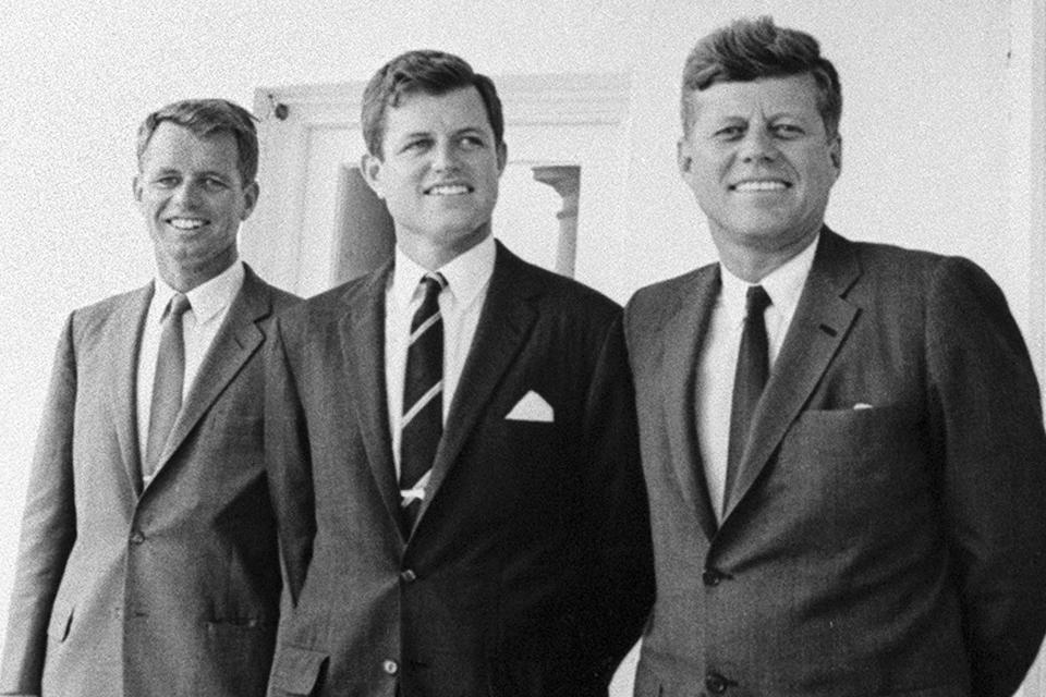 FILE - In this August 1963, file photo, the Kennedy brothers, from left, Robert, Edward and U.S. President John F. Kennedy, pose together in Washington. The death on Wednesday, June 17, 2020, of Jean Kennedy Smith, the last surviving sibling of President Kennedy, means Camelot's inner circle is almost gone. (AP Photo, File)