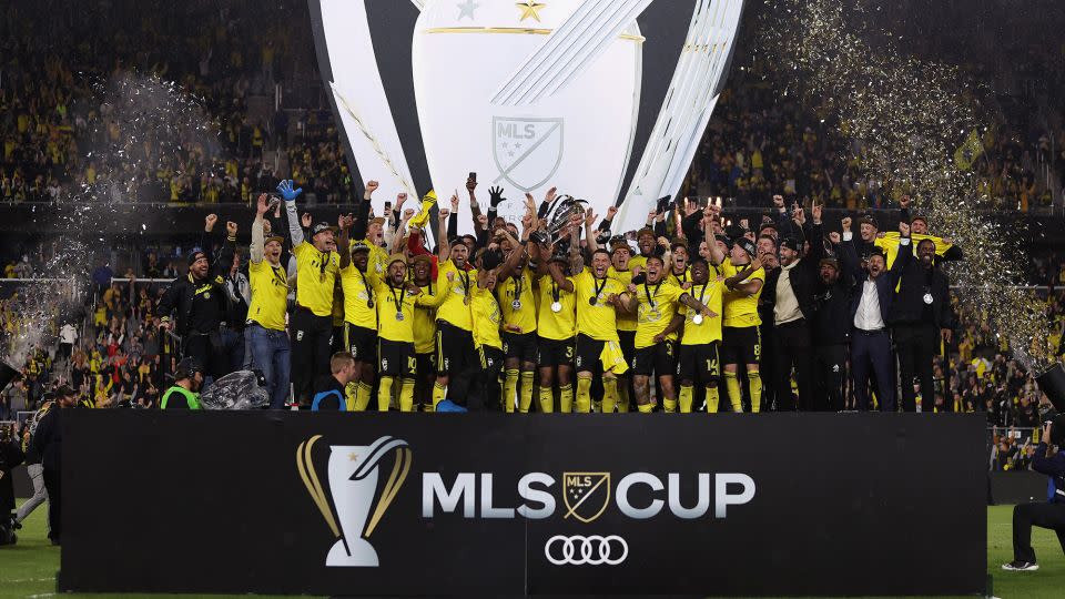 The Columbus Crew after winning the 2023 MLS Cup in December. - Maddie Meyer/Getty Images