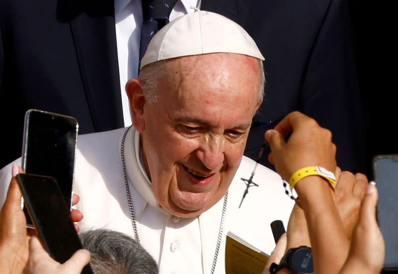 FILE PHOTO: Pope Francis holds the weekly general audience at the Vatican