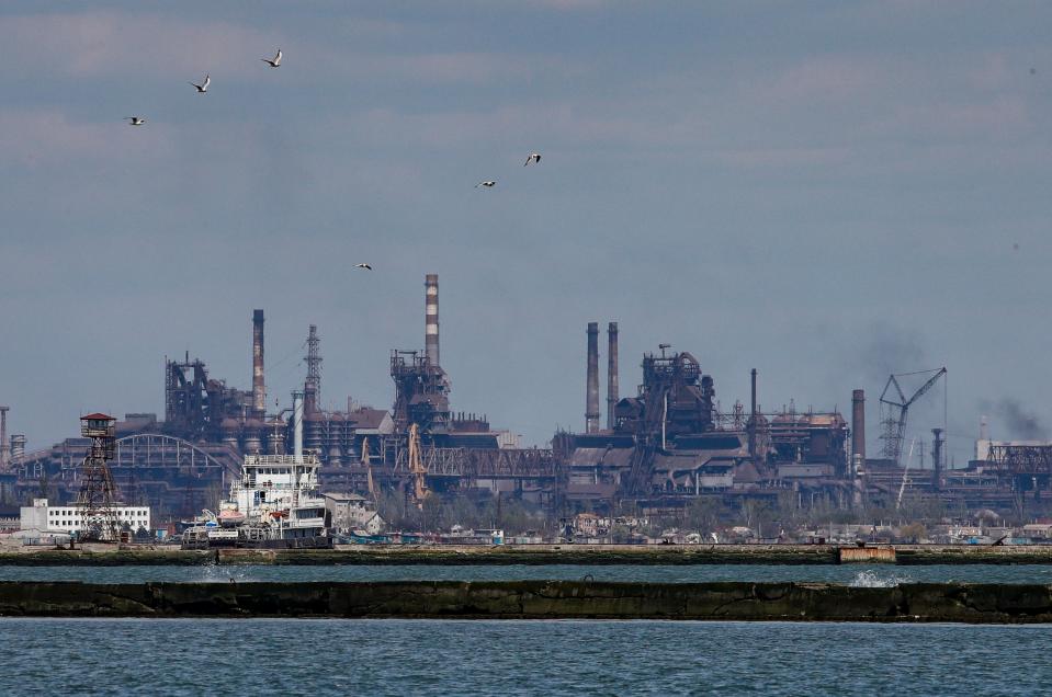 The Azovstal steel plant is pictured on 29 April, 2022 (EPA)