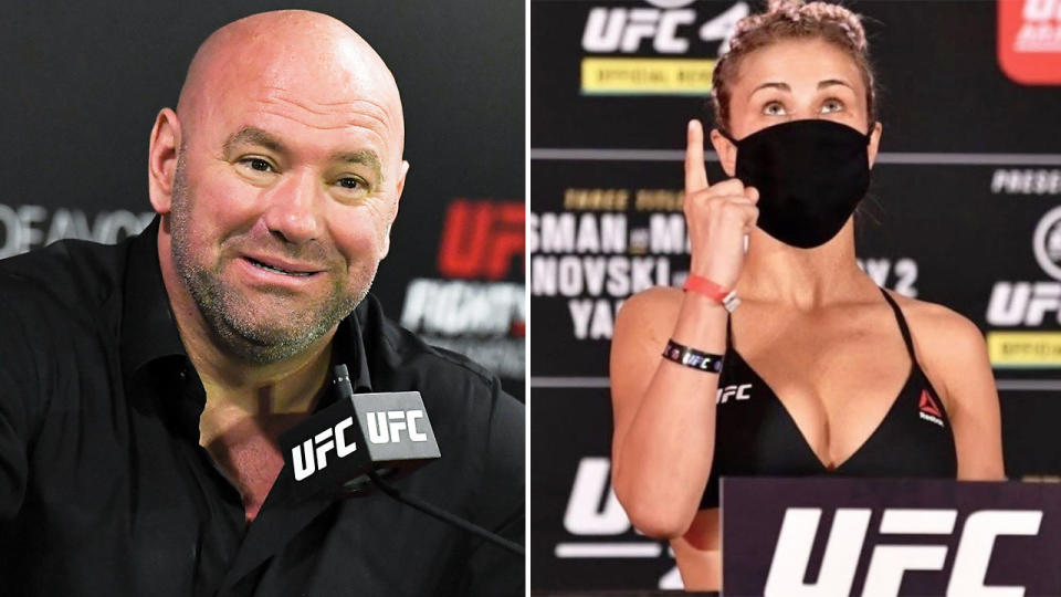 Pictured here, UFC president Dana White and women's flyweight star Paige VanZant.