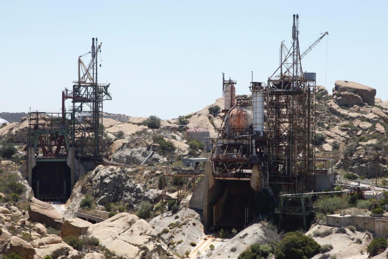 The Coca IV test stand, left, and the Coca III stand at the Santa Susana Field Laboratory.