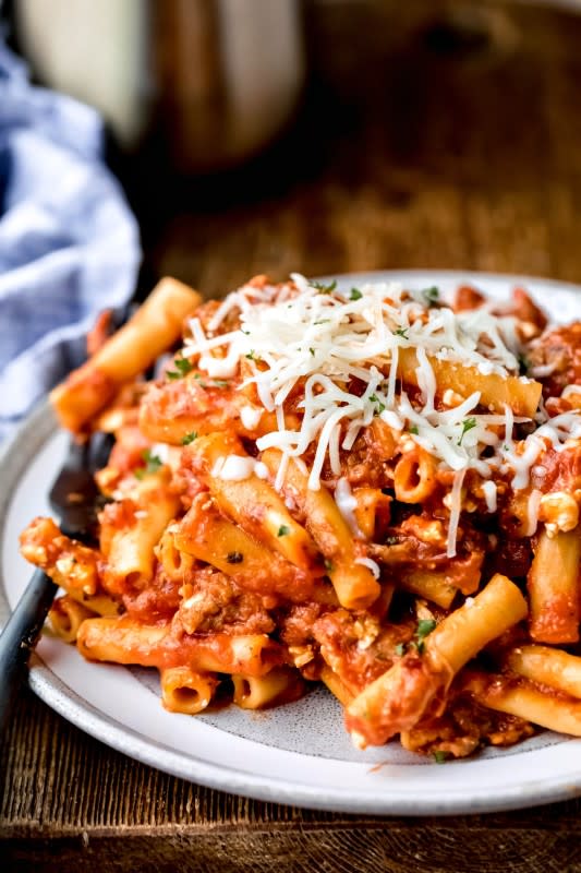 <p>I Heart Eating</p><p>Easy Instant Pot ziti recipe! This Instant Pot pasta recipe turns Italian sausage and a couple of jars of spaghetti sauce in a yummy one-pot dinner in less than 30 minutes total.</p><p><strong>Get the recipe: <a href="https://www.ihearteating.com/instant-pot-ziti/" rel="nofollow noopener" target="_blank" data-ylk="slk:Instant Pot Ziti;elm:context_link;itc:0;sec:content-canvas" class="link rapid-noclick-resp">Instant Pot Ziti</a></strong></p>