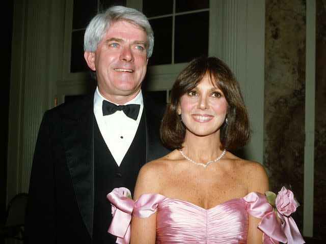 Yvonne Hemsey/Getty Phil Donahue and Marlo Thomas pose for a photograph at Gloria Steinem's 50th birthday celebration May 23, 1984 in New York City