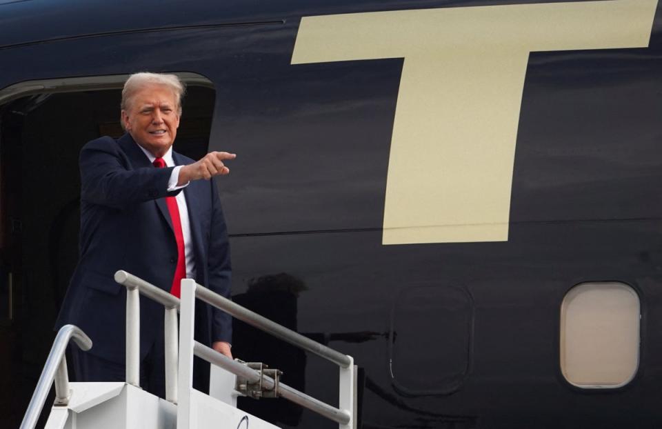 Donald Trump arrives in Atlanta for the first 2024 presidential debate with President Joe Biden on June 27 (REUTERS)