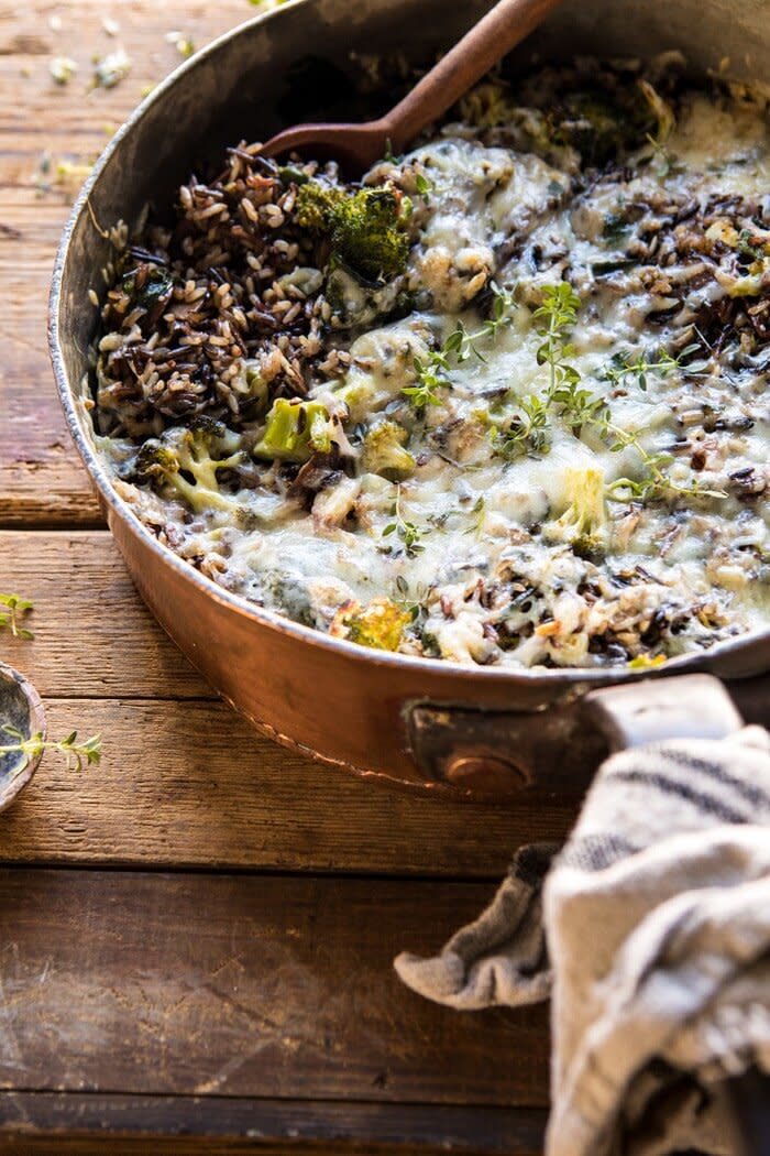<strong>Get the <a href="https://www.halfbakedharvest.com/broccoli-cheese-wild-rice-casserole/" target="_blank" rel="noopener noreferrer">Broccoli Cheese Wild Rice Casserole recipe</a> from Half Baked Harvest</strong>