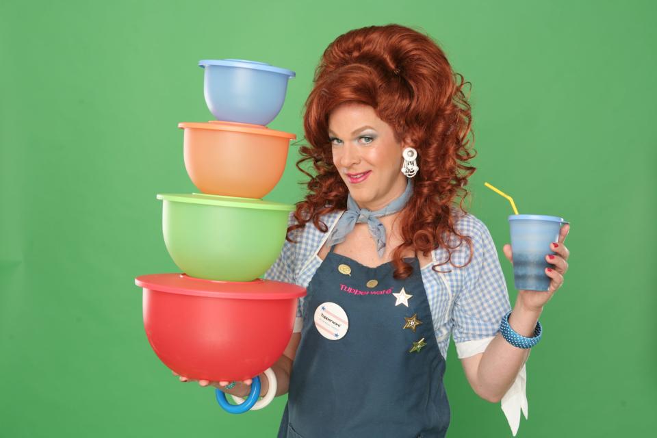 Dixie Longate, who is the drag persona of Kris Andersson, transformed her one-of-a-kind Tupperware parties into an off-Broadway show.