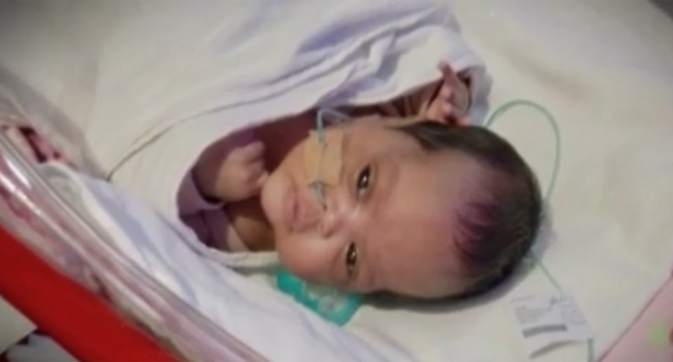 Mrs Mohamed is banned from visiting her daughter, Hanen, who was born premature. Source: 7News