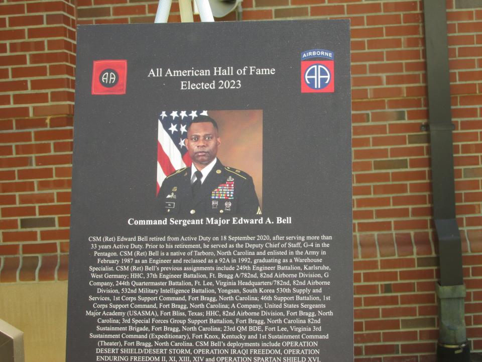 Retired Command Sgt. Maj. Edward Bell was inducted into the 82nd Airborne Division's 2023 Hall of Fame during a ceremony Wednesday, May 24, 2023, at Fort Bragg.