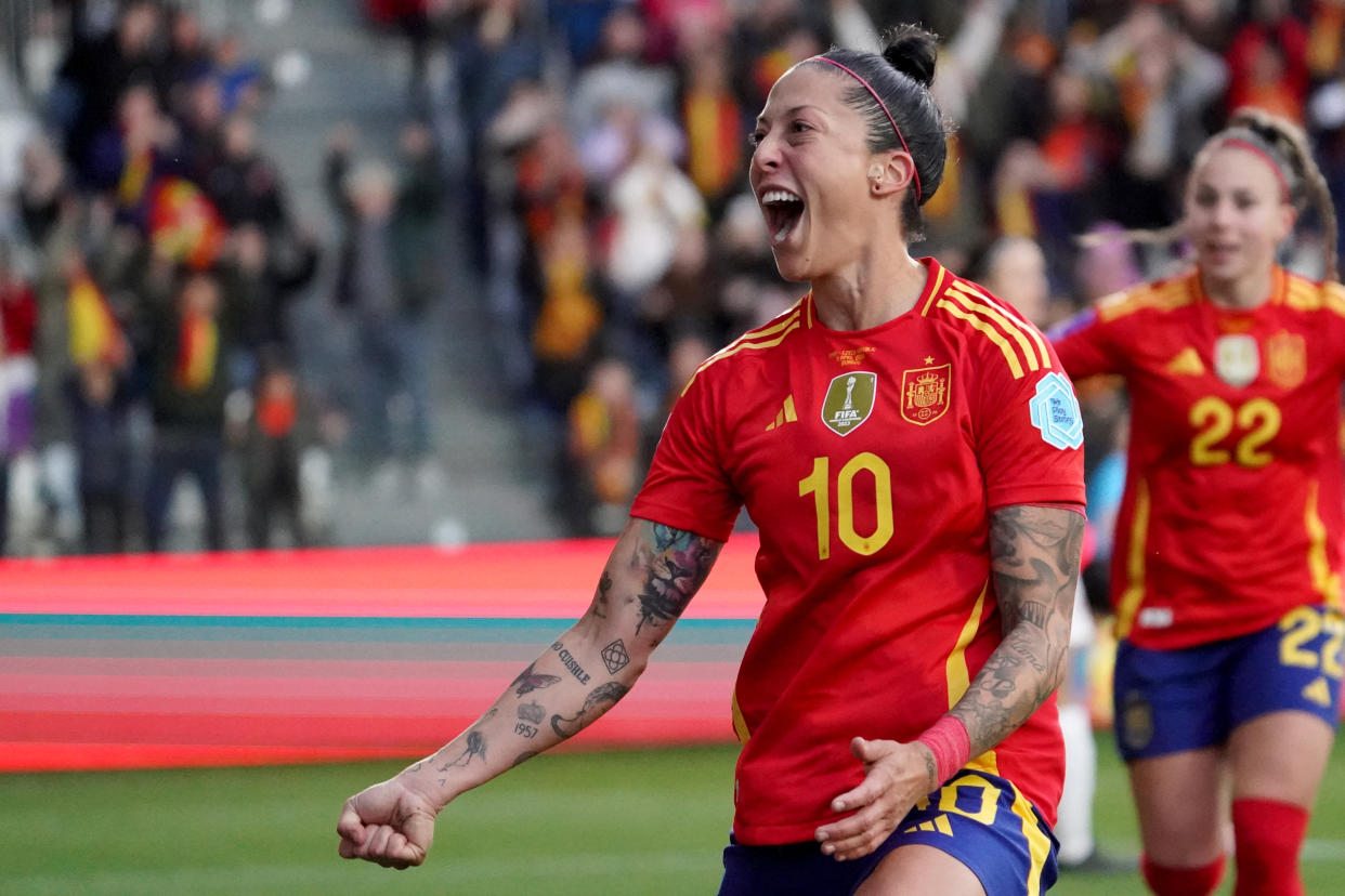 Jennifer Hermoso en un partido entre España y República Checa de eliminatorias rumbo a la Euro 2025. (CESAR MANSO / AFP) 