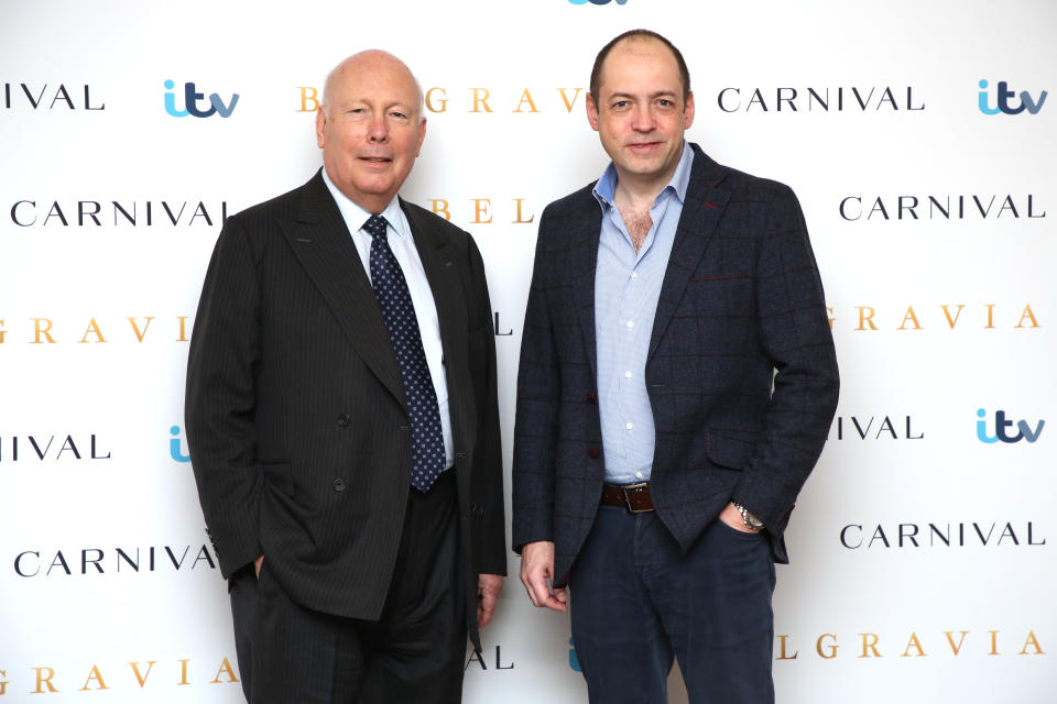 LONDON, ENGLAND - FEBRUARY 17: Julian Fellowes and Gareth Neame attend the 