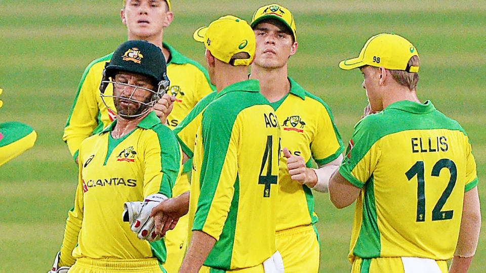 Australia's cricketers, pictured here during their T20 loss to Bangladesh.