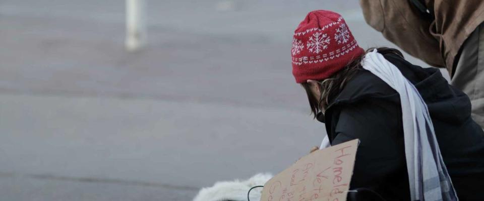 homeless woman in downtown Denver, Colorado