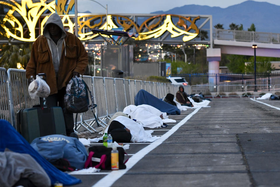 After shelter residents tested positive for COVID-19 in Las Vegas, the city moved its homeless population to parking lots. (Photo: Damairs Carter/MediaPunch/IPx)