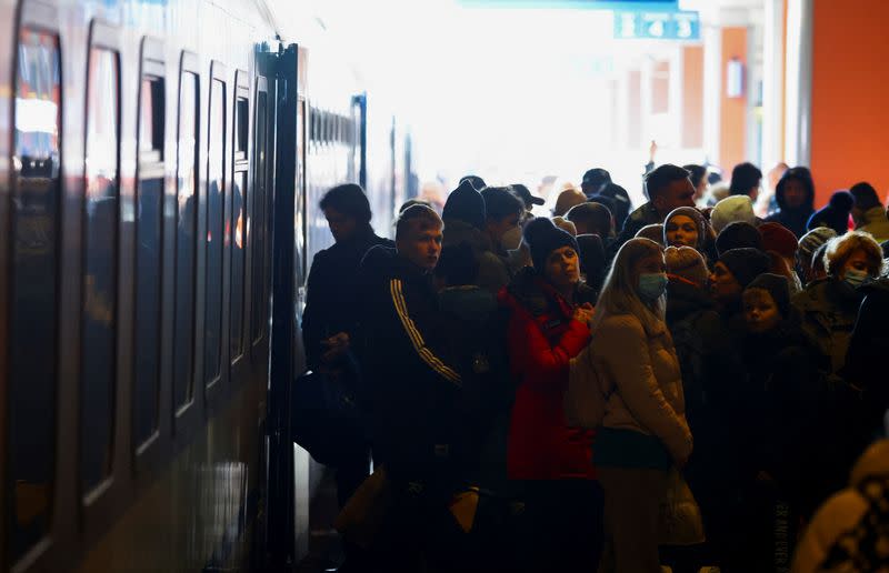 Refugees flee the Russian invasion of Ukraine, in Krakow