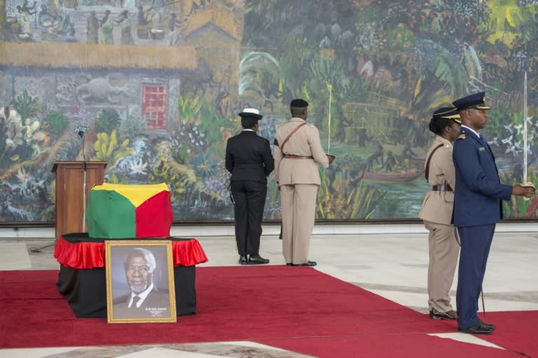 Kofi Annan's body was flown back home to Ghana on Monday and he will be buried after a state funeral on Thursday