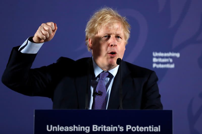 British Prime Minister Boris Johnson outlines his government's negotiating stance with the European Union after Brexit, in London