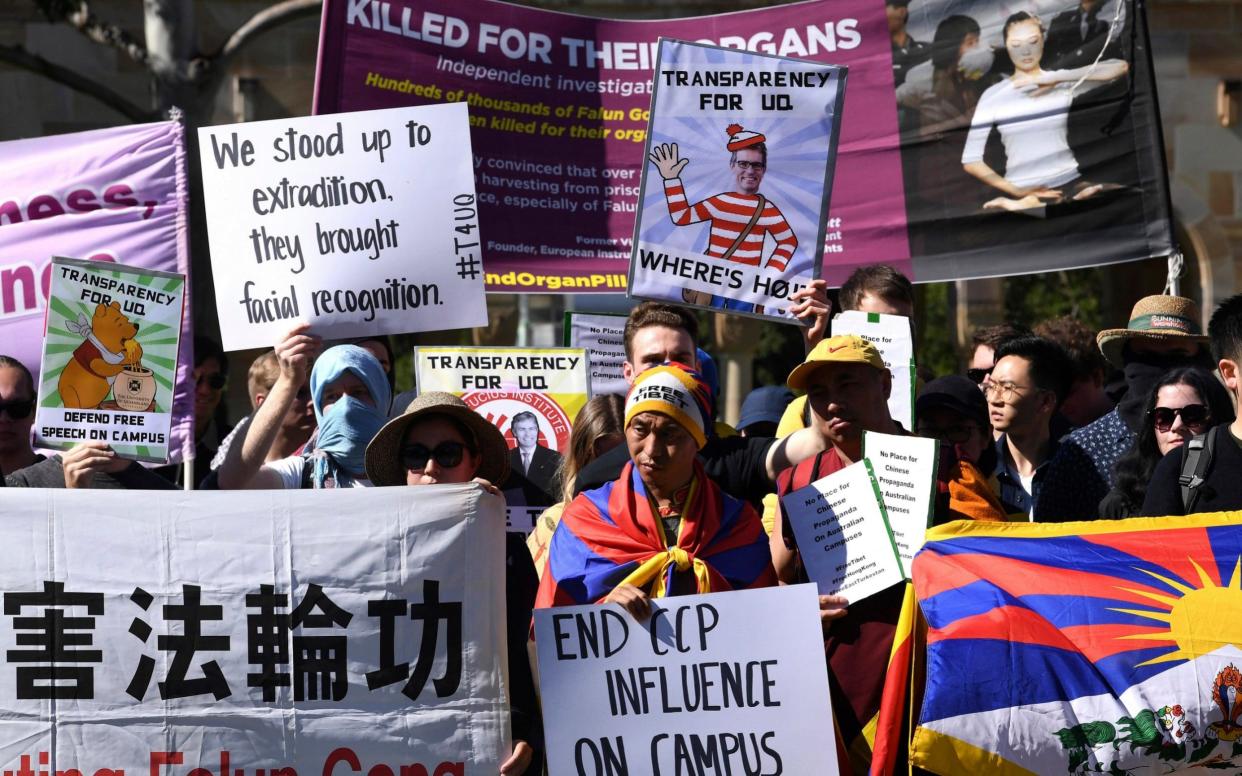Queensland university in Australia has seen several protests over Chinese policies - AAP