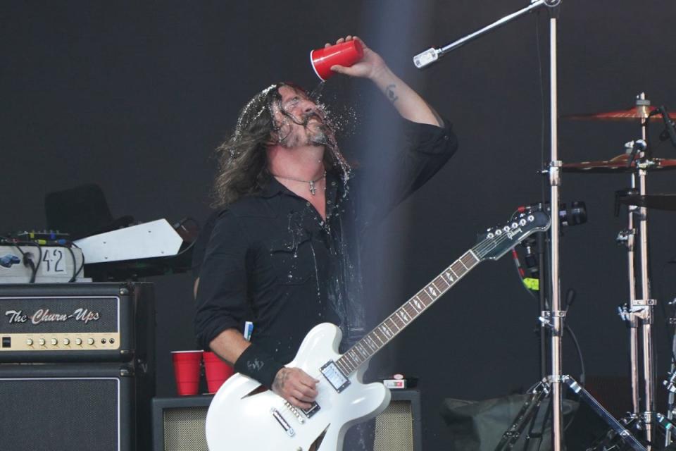 Dave Grohl of Foo Fighters, performing under the name The Churnups, on the Pyramid Stage (PA) (PA Wire)