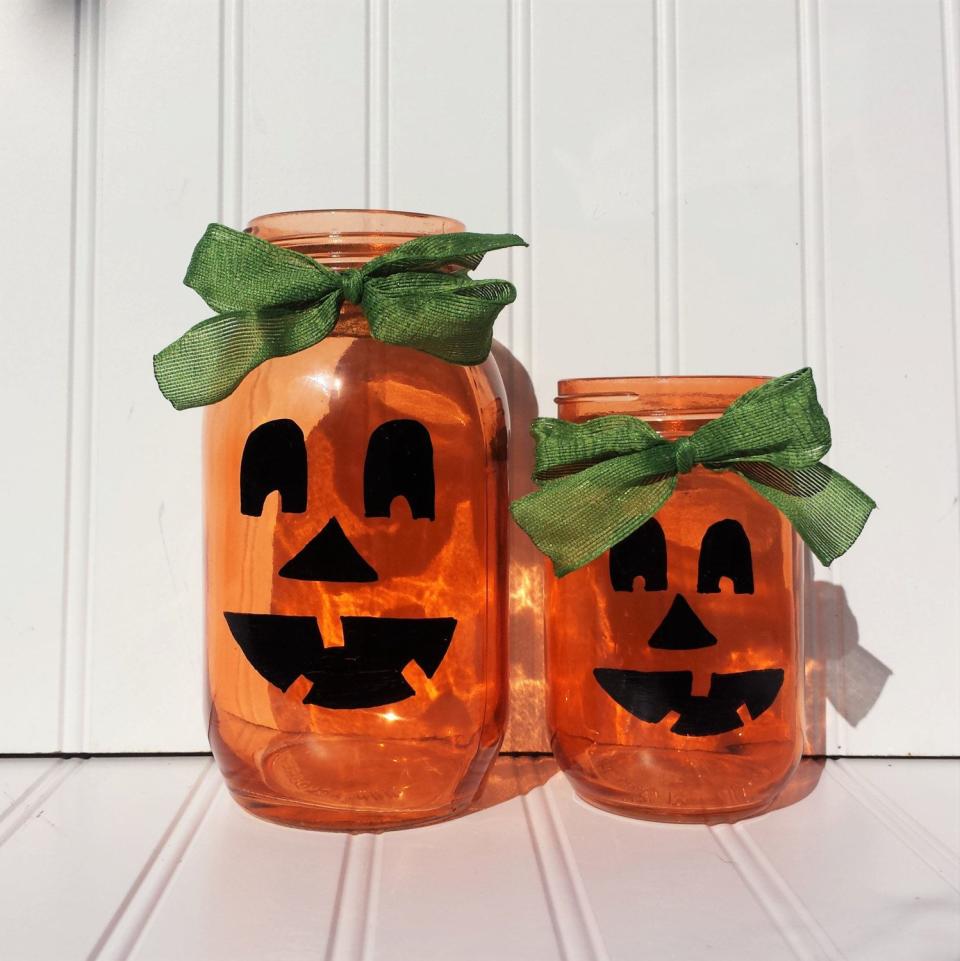 7) Jack-o-Lantern Mason Jars