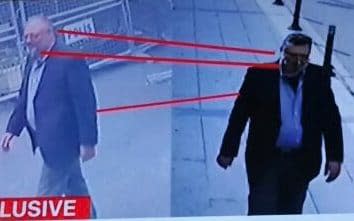 A Saudi operative allegedly exited the consulate after Mr Khashoggi was killed wearing his clothes, a fake beard, and glasses - Credit: CNN