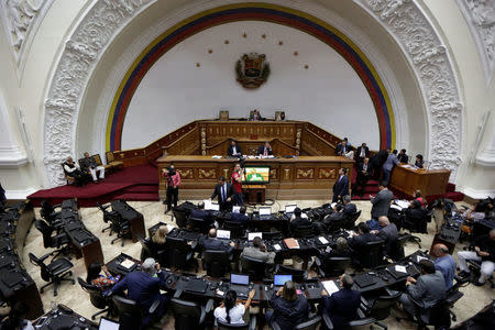 Una vista general de la sala de sesiones de la Asamblea Nacional de Venezuela en Caracas, 2 de mayo de 2017. REUTERS/Marco Bello