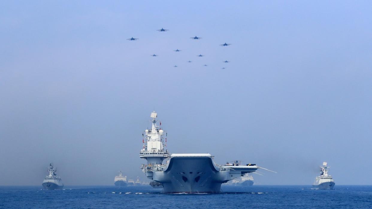 A Chinese aircraft carrier group. (Source: SCMP)