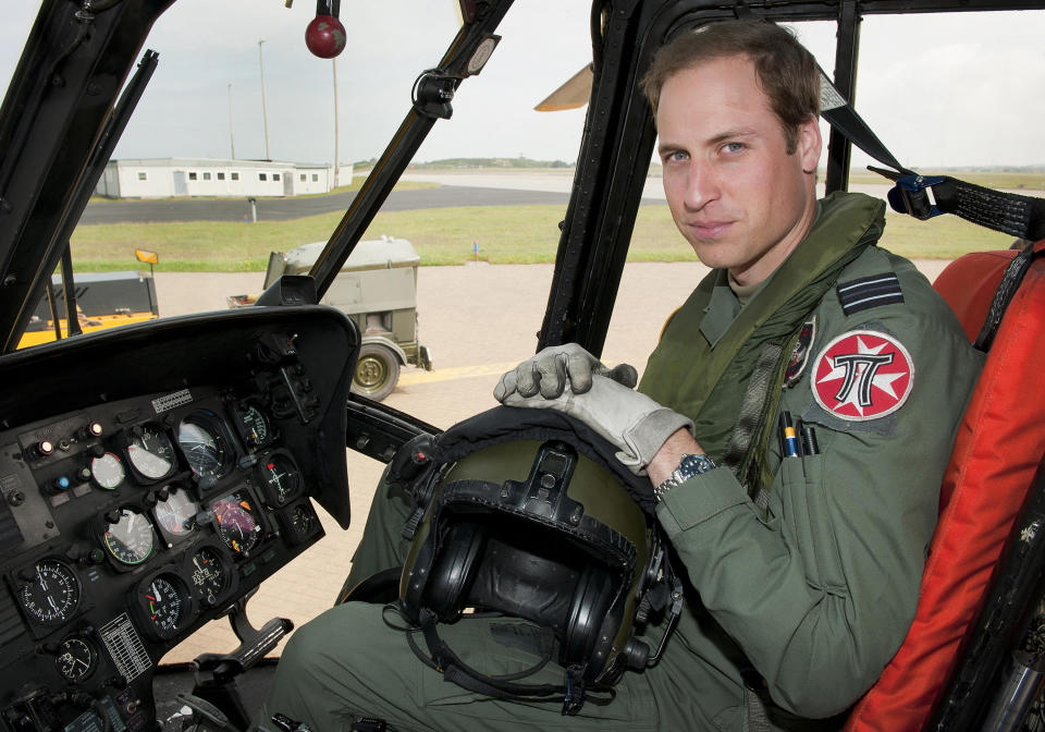 <p>The Duke of Cambridge at the controls of a Sea King helicopter before he trained as an air ambulance pilot. He worked full time for the East Anglian Air Ambulance. (MOD)</p> 