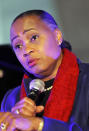 U.S soprano Barbara Hendricks reacts during international Jazz Day at the UNESCO headquarters in Paris, Friday, April 27, 2012. (AP Photo/Jacques Brinon)