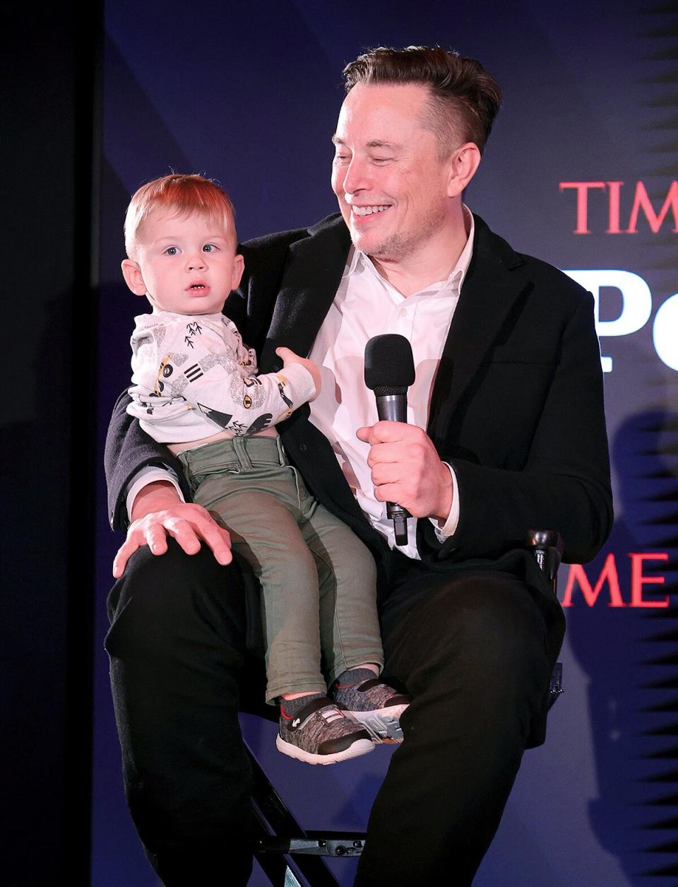 Elon Musk and son X Æ A-12 on stage TIME Person of the Year on December 13, 2021 in New York City.