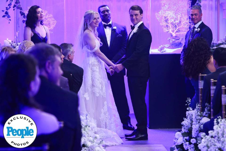 <p>Adrian S Burrows Sr/NBC</p> Sylvie Brett (Kara Killmer) and Matt Casey (Jesse Spencer) get married on Chicago Fire