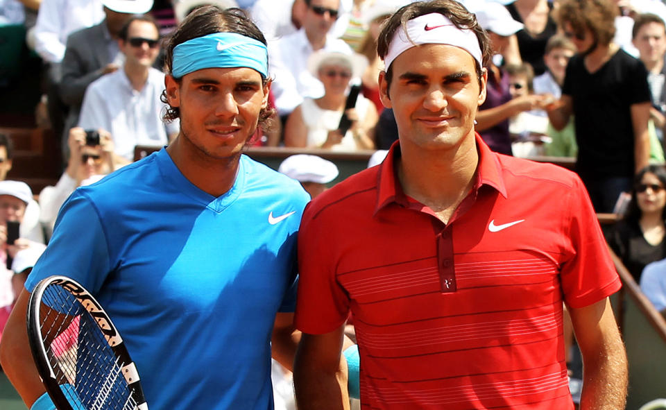 Rafa Nadal and Roger Federer, pictured here in the French Open final in 2011.
