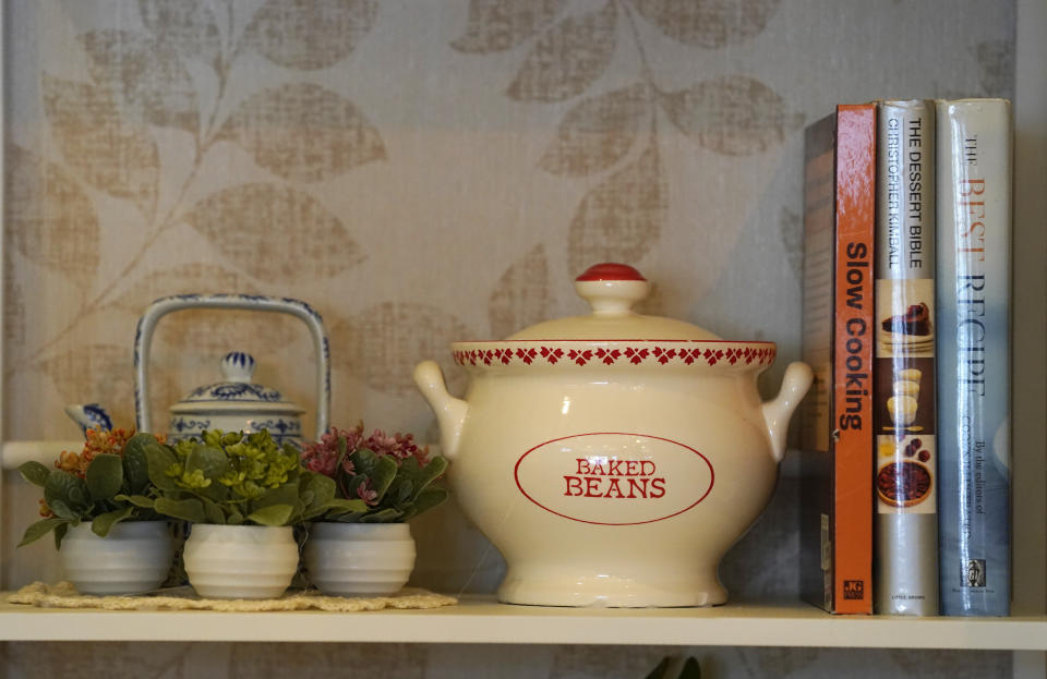 Shelf decorations are pictured at the Golden Girls Kitchen pop-up restaurant, Monday, July 25, 2022, in Beverly Hills, Calif. The pop-up only has reservations through the end of October. But there are plans to take it on the road to New York, Chicago, San Francisco and Miami. (AP Photo/Chris Pizzello)