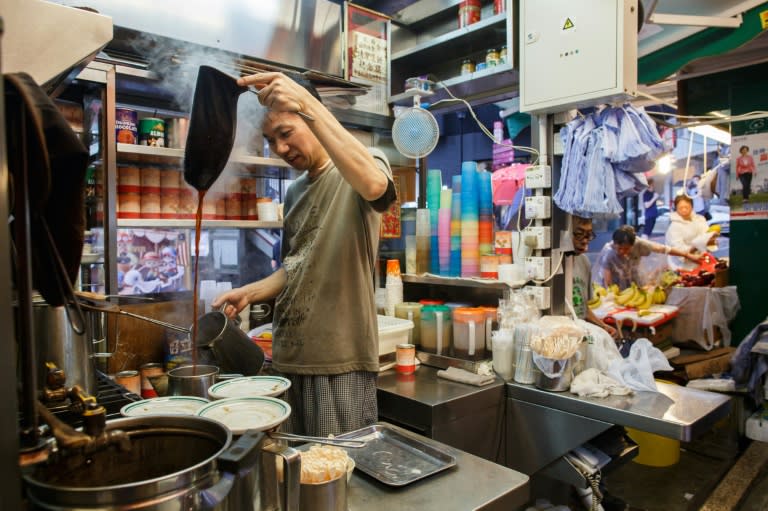 Milk tea, or "lai cha", is a tangy, deep-tan brew made from blends of black tea strained repeatedly for strength, then mixed with condensed or evaporated milk