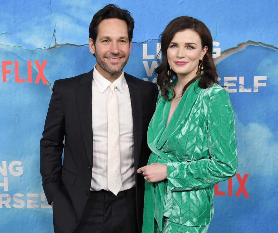 (L-R) Paul Rudd and Aisling Bea at the Netflix's LIVING WITH YOURSELF Season 1 Premiere held at the ArcLight Hollywood in Los Angeles, CA on Wednesday, October 16, 2019. (Photo By Sthanlee B. Mirador/Sipa USA)