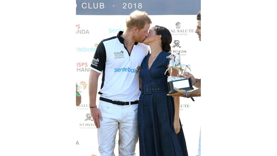 Harry and Meghan kiss at the polo, 2018