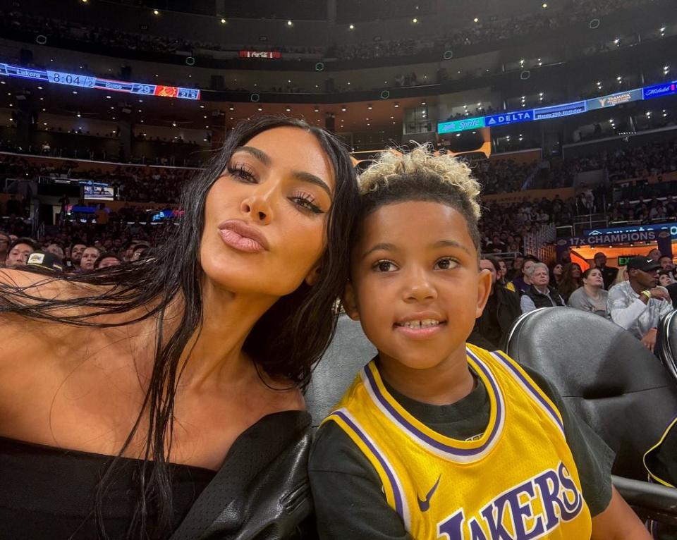 Kim Kardashian S Son Saint West Debuts New Hair While Courtside On His 8th Birthday [photos]