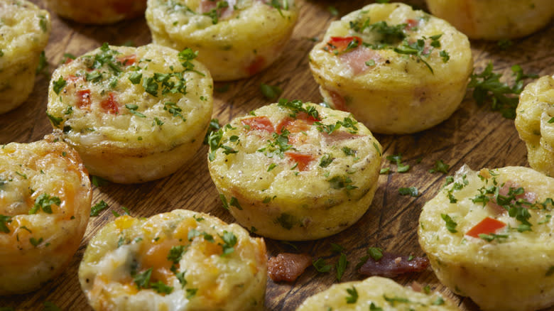 mini egg quiches on board 