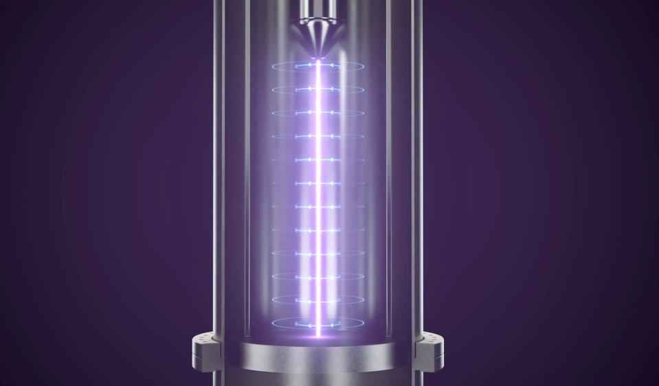 Illustration of Zap Energy's Z-pinch device and how it generates plasma.