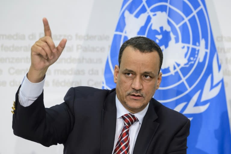 Le médiateur de l'ONU pour le Yémen, Ismaïl Ould Cheikh Ahmed, lors d'une conférence de presse à Berne, le 20 décembre 2015