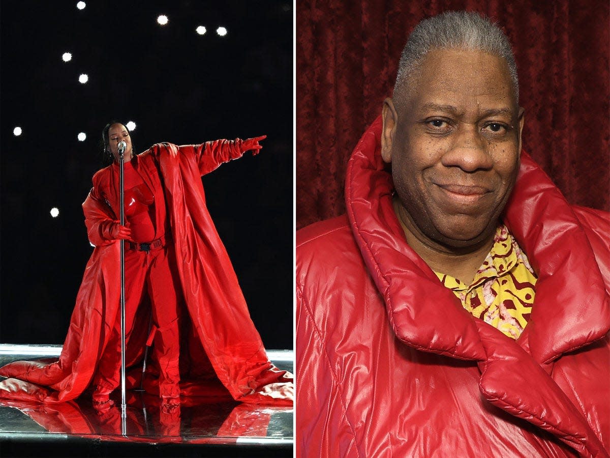 A side-by-side of Rihanna and André Leon Talley.