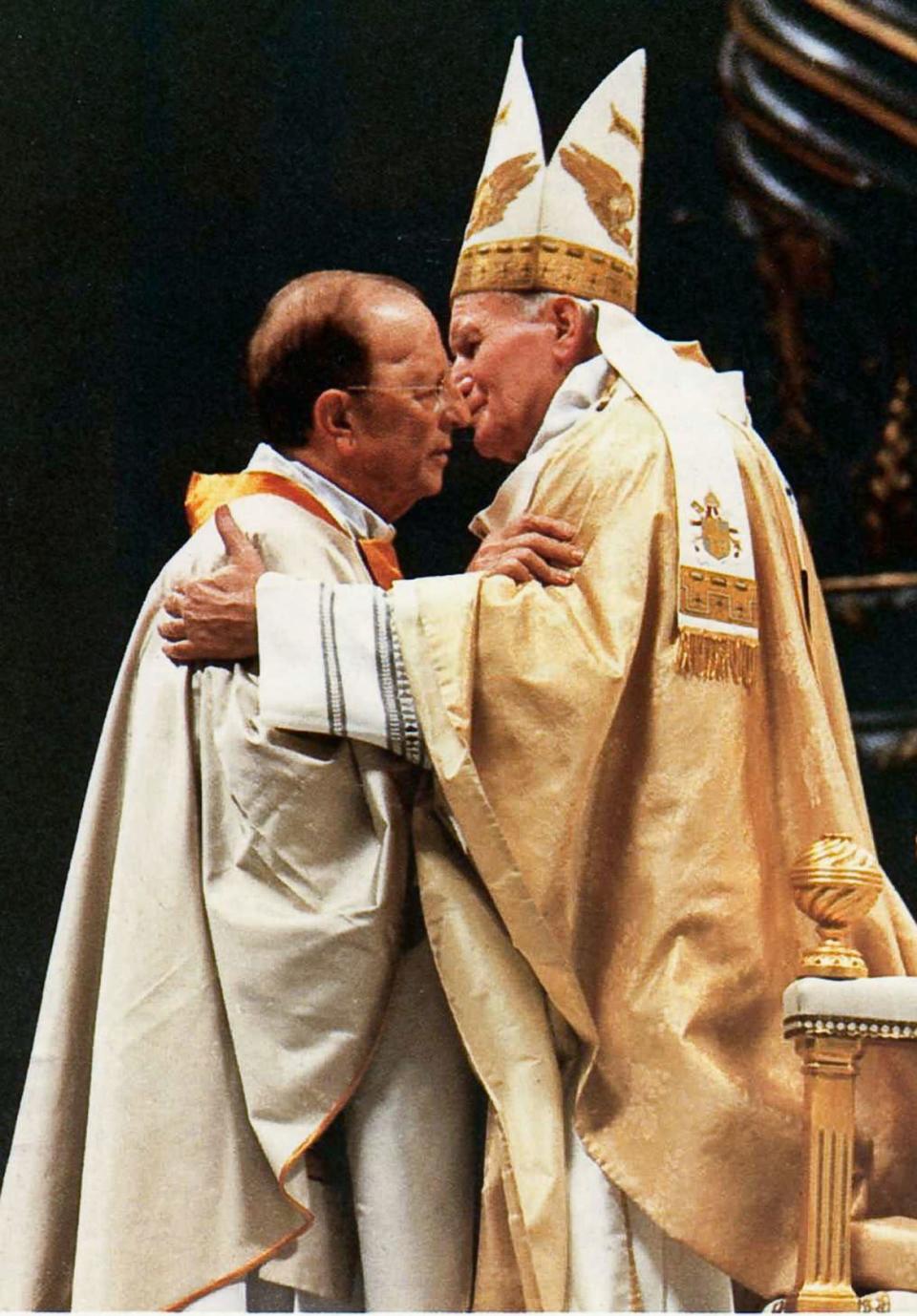 <div class="inline-image__caption"><p>The Mexican priest Marcial Maciel is embraced by Pope John Paul II in a ceremony marking the 50th anniversary of the Legion of Christ order, on Jan. 3, 1991. Maciel, who died in 2008, is thought to have been a serial pederast.</p></div> <div class="inline-image__credit">Maria Dipaola/MCT/Tribune News Service via Getty Images</div>