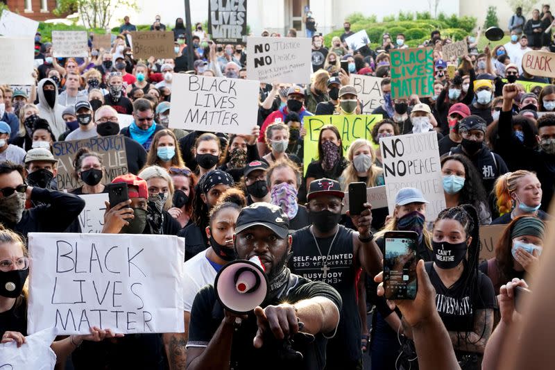 Protest in Louisville following deaths of Breonna Taylor and George Floyd in Louisville, Kentucky