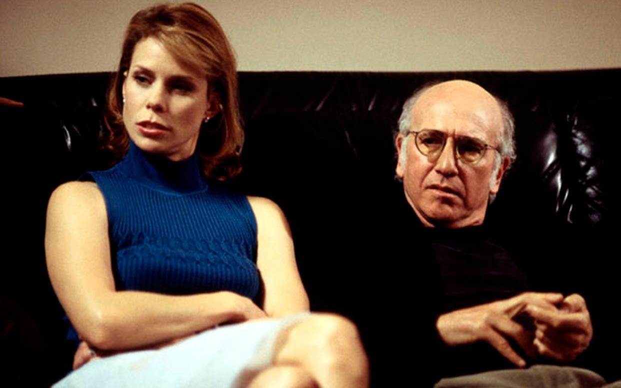 Cheryl Hines and Larry David in Curb Your Enthusiasm