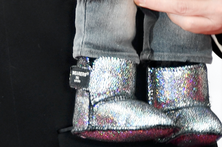 Shearer's Uggs on the feet of Chan's stuffed panda bears. (Photo: Getty Images)