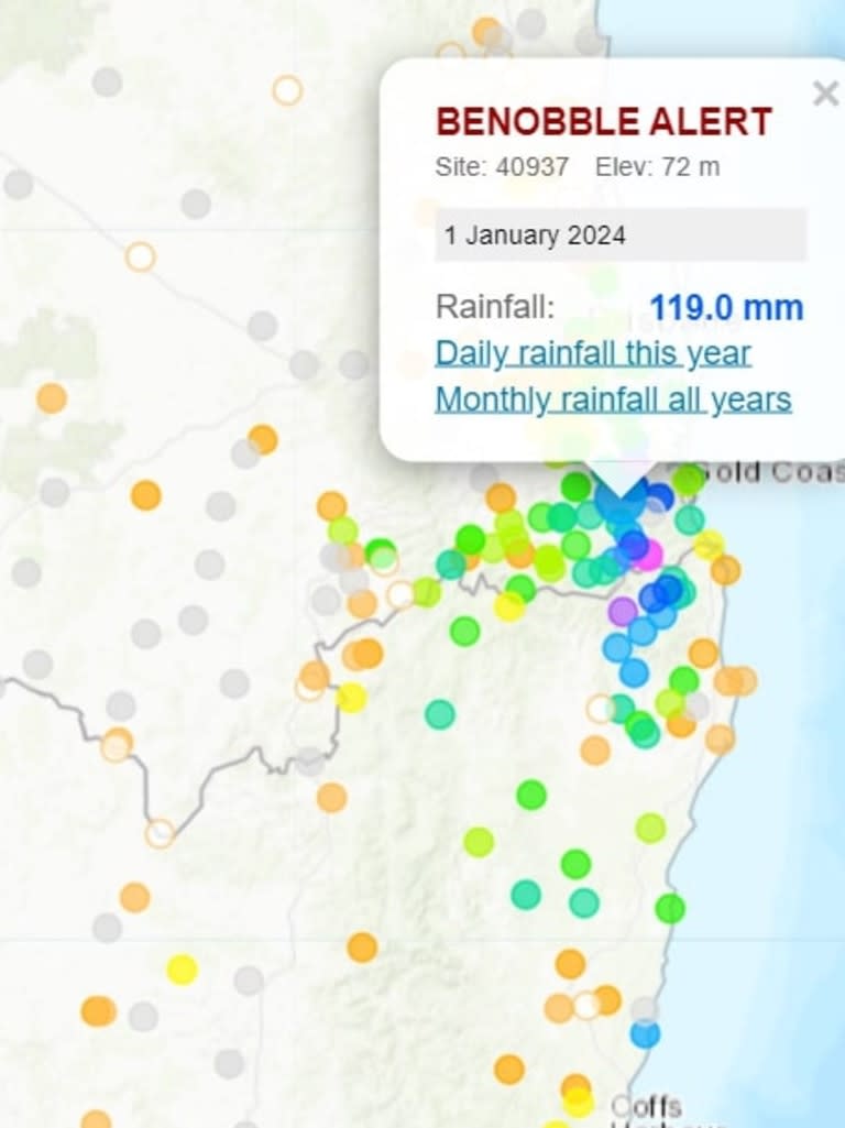 24-hour rainfall for south east QLD. Picture: BoM