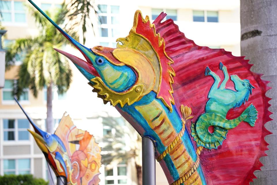 Six unique sailfish sculptures will briefly be on display at Boynton Beach City Hall through April, before they're installed along East Ocean Avenue, between City Hall and the Boynton Harbor Marina.