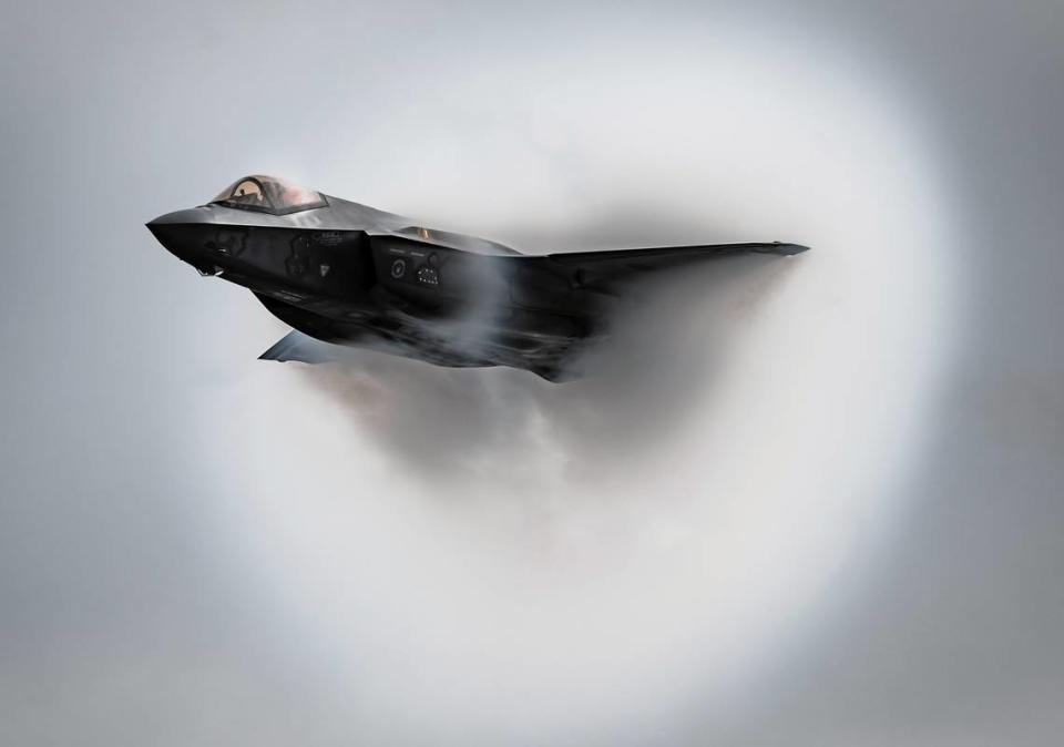 U.S. Air Force Maj. Kristin “BEO” Wolfe, F-35A Lightning II Demonstration Team commander and pilot, flies during a demonstration rehearsal at Hill Air Force Utah, January 2021.