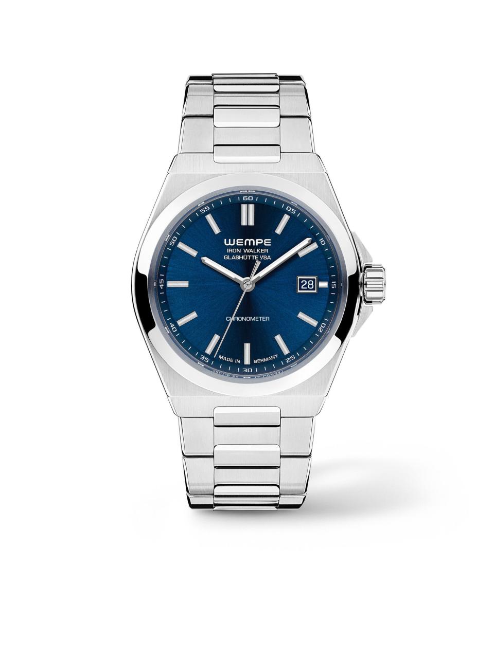 <p><strong>Wempe</strong></p><p>wempe.com</p><p><strong>$2750.00</strong></p><p><a href="https://www.wempe.com/en-us/watches/wempe-glashuette-i-sa/iron-walker/iron-walker-automatic-men-wi100006?c=6164" rel="nofollow noopener" target="_blank" data-ylk="slk:Shop Now;elm:context_link;itc:0;sec:content-canvas" class="link ">Shop Now</a></p><p>Wempe's Iron Walker timepiece was inspired by New York skyscrapers in the 1920s and it shows with its elegant stainless-steel, blue dial, and sleek, no-frills construction. </p>