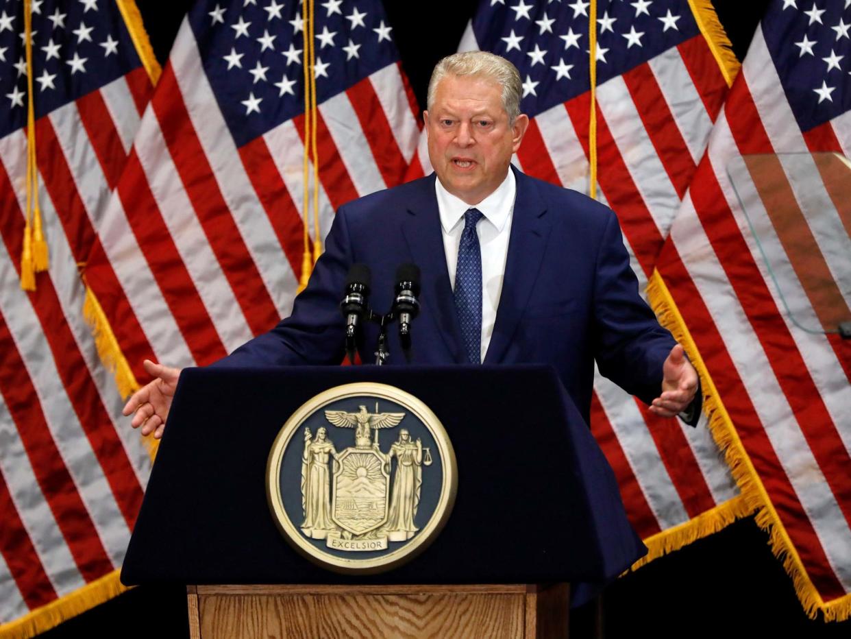 Former vice president Al Gore, who has hit out at Donald Trump's 'botched' handling of coronavirus: AP